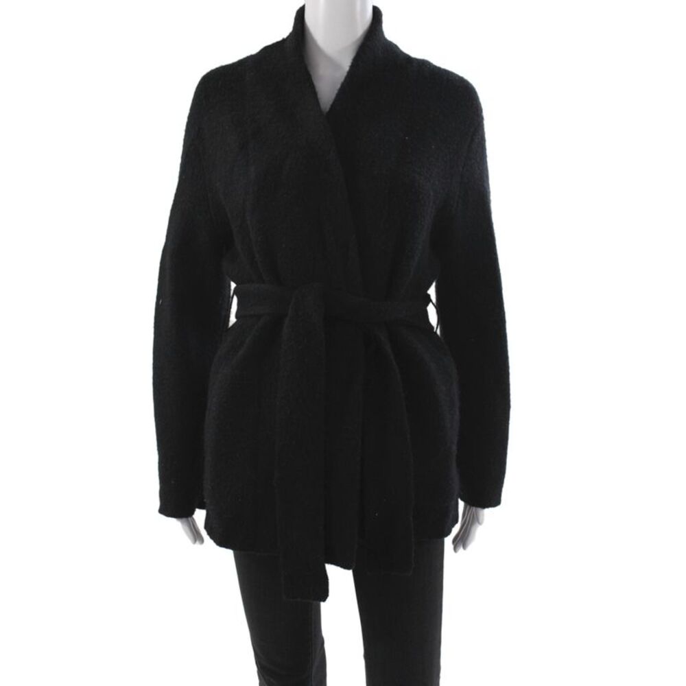 Vince Women Kimono Coatigan Black 36% Merino Wool Size S